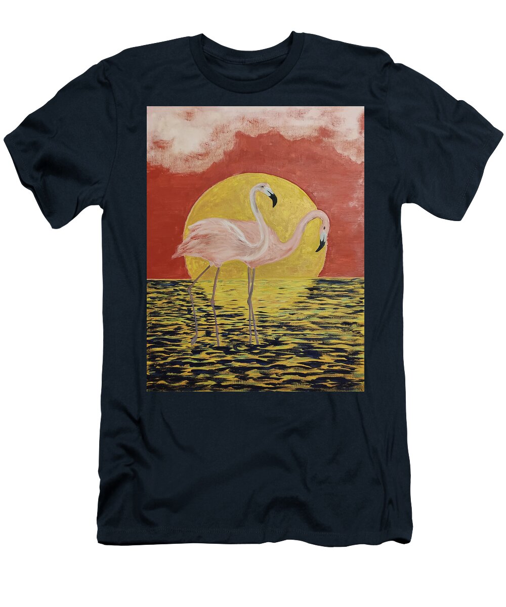 Flamingos Are Children of Sunset Stasy Votinova T-Shirt