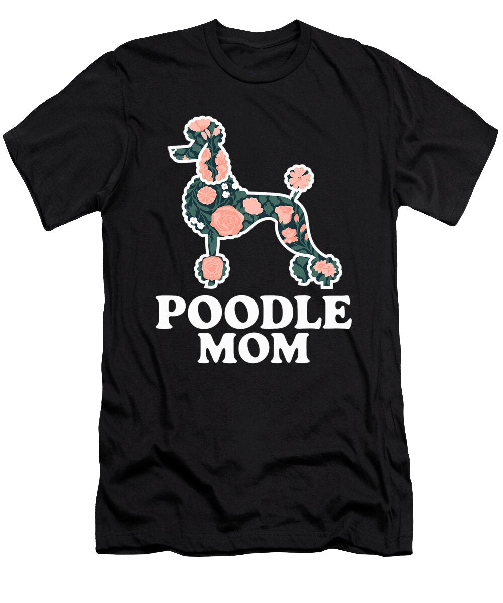 Floral Poodle Silhouette on Grey Studi Alex T-Shirt