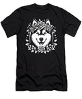 Floral Siberian Husky Dog Flower Natalie Lidford T-Shirt
