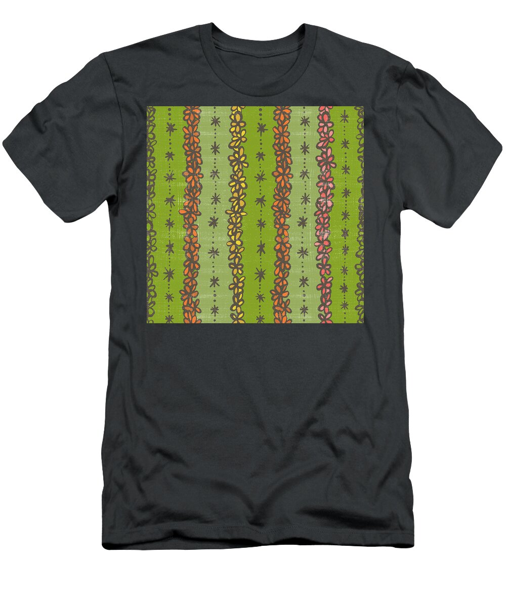 Floral Stripes Pattern Jen Montgomery T-Shirt