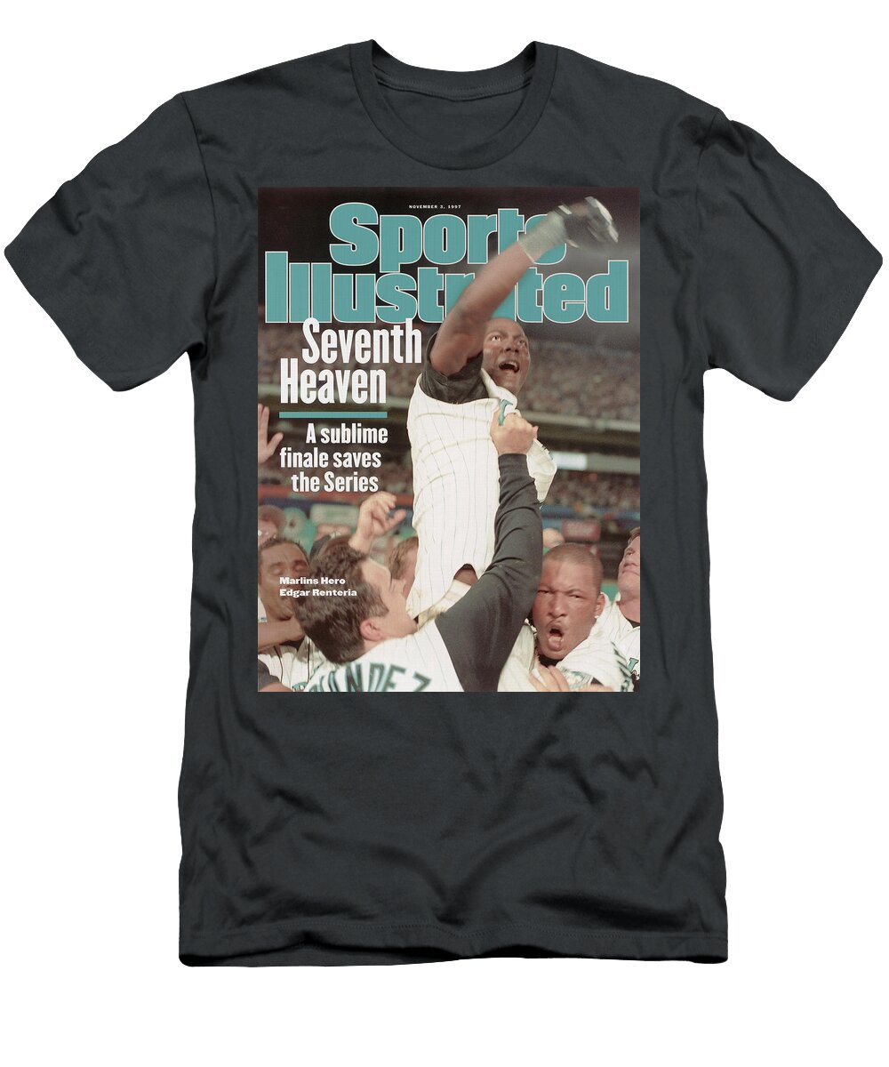 Florida Marlins Edgar Renteria 1997 World Series November 03 1997 Sports Illustrated Cover T-Shirt