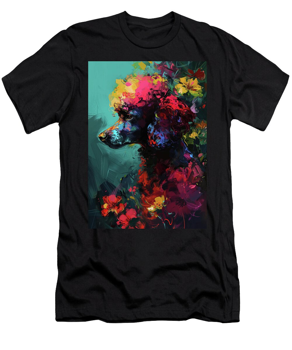 Flowers and Poodle Dog 03 Felecia Keith Felecia Keith T-Shirt