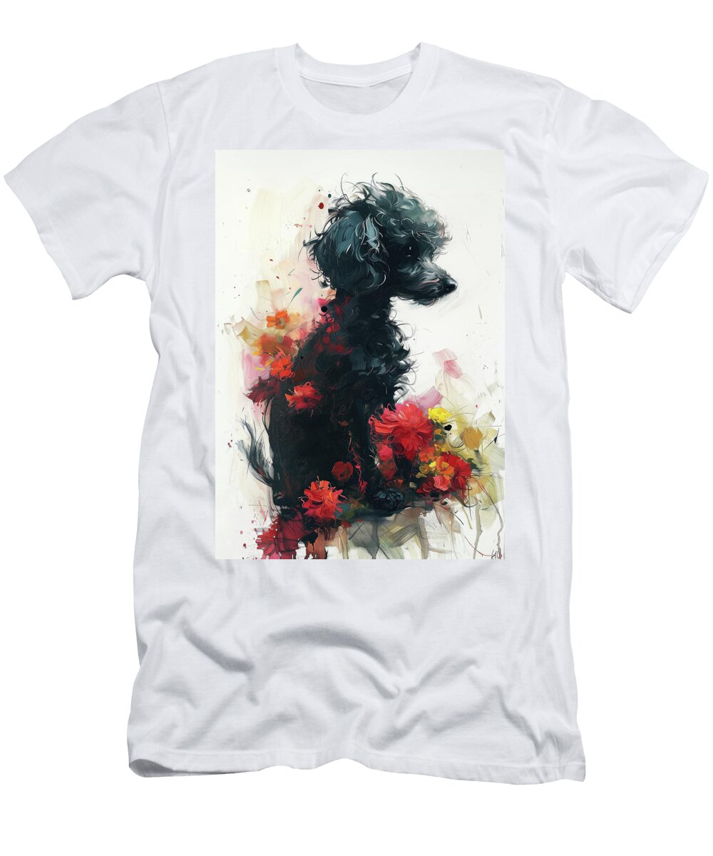 Flowers and Poodle Dog 05 Felecia Keith Felecia Keith T-Shirt