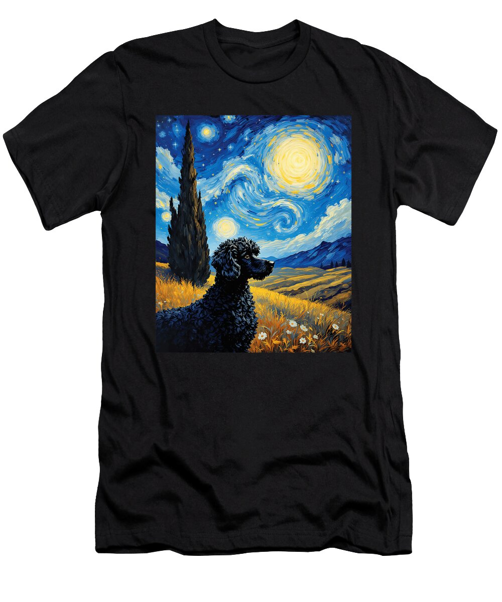Fluffy Poodle Van Gogh Starry Night Style Art Zyneu Gangd T-Shirt