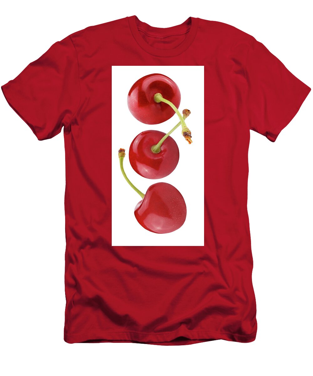 Flying Fresh Cherry Berries Isolated on White Rodica Ciorba T-Shirt