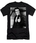 Fonzie Happy Days Black and White Painting Tony Rubino T-Shirt