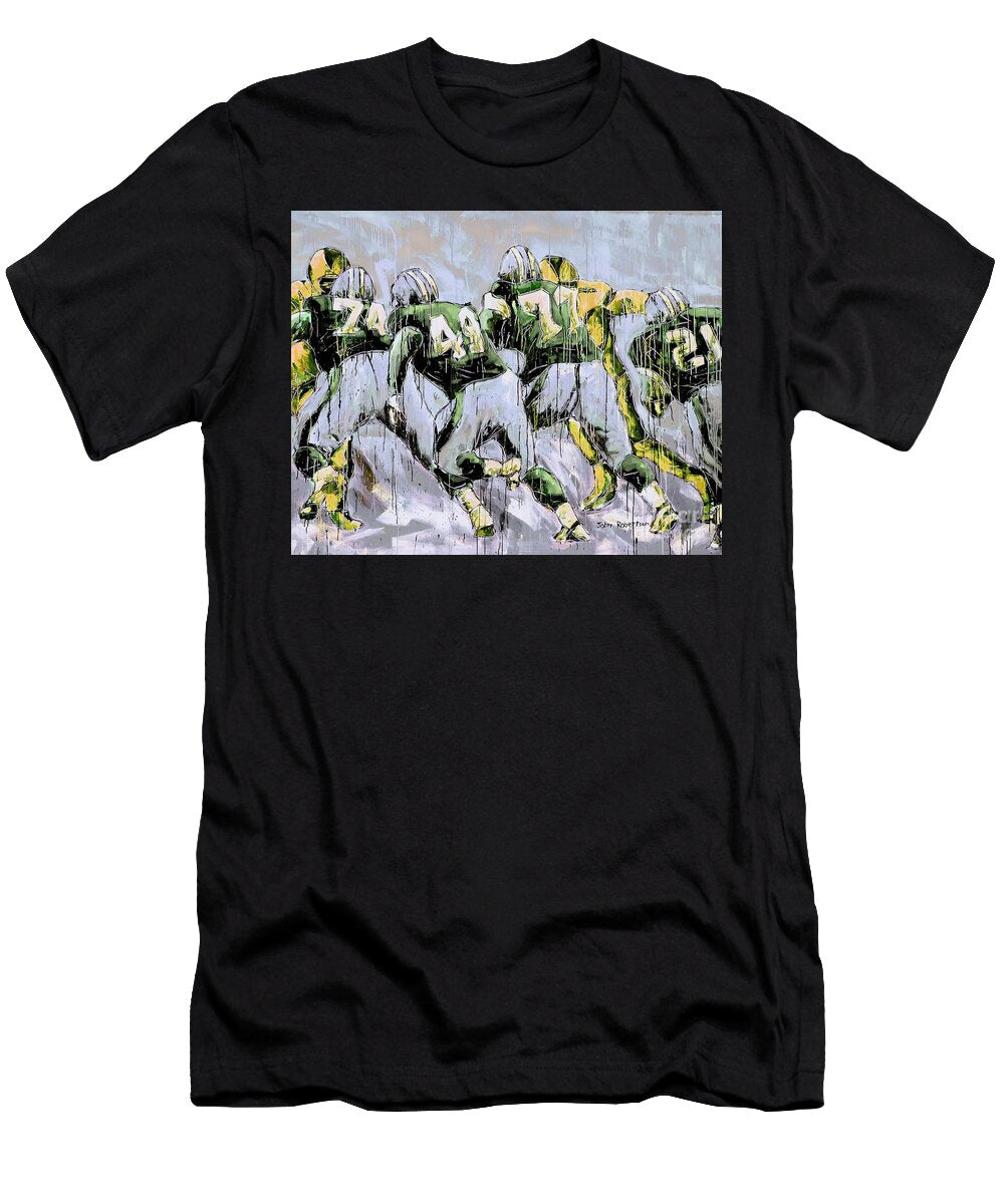Football Linemen Blocking for Running Back Oscar Robinson T-Shirt