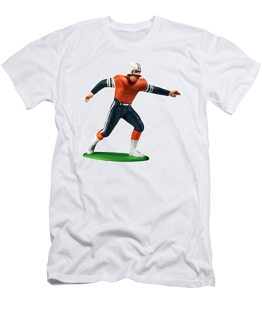 Football Player in Orange and Blue Running Csa Images T-Shirt