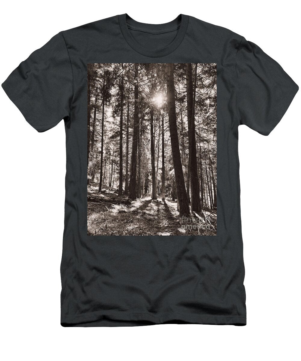 Forest Trees with Sunburst in Sepia Carol Groenen T-Shirt
