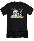 Four Siberian Husky Dogs Christmas Light Santa Natalie Lidford T-Shirt