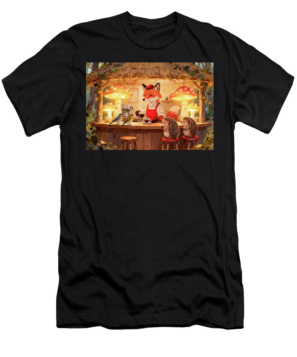 Fox Barista in Mushroom Cafe Matthias Hauser T-Shirt