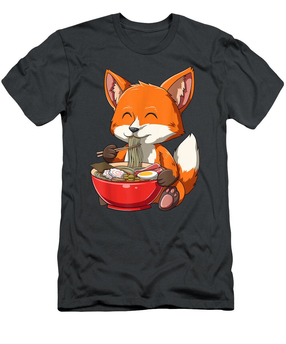 Fox Eating Ramen Ramen Noodle Lovers Fox Themed Dyllon Bryse T-Shirt