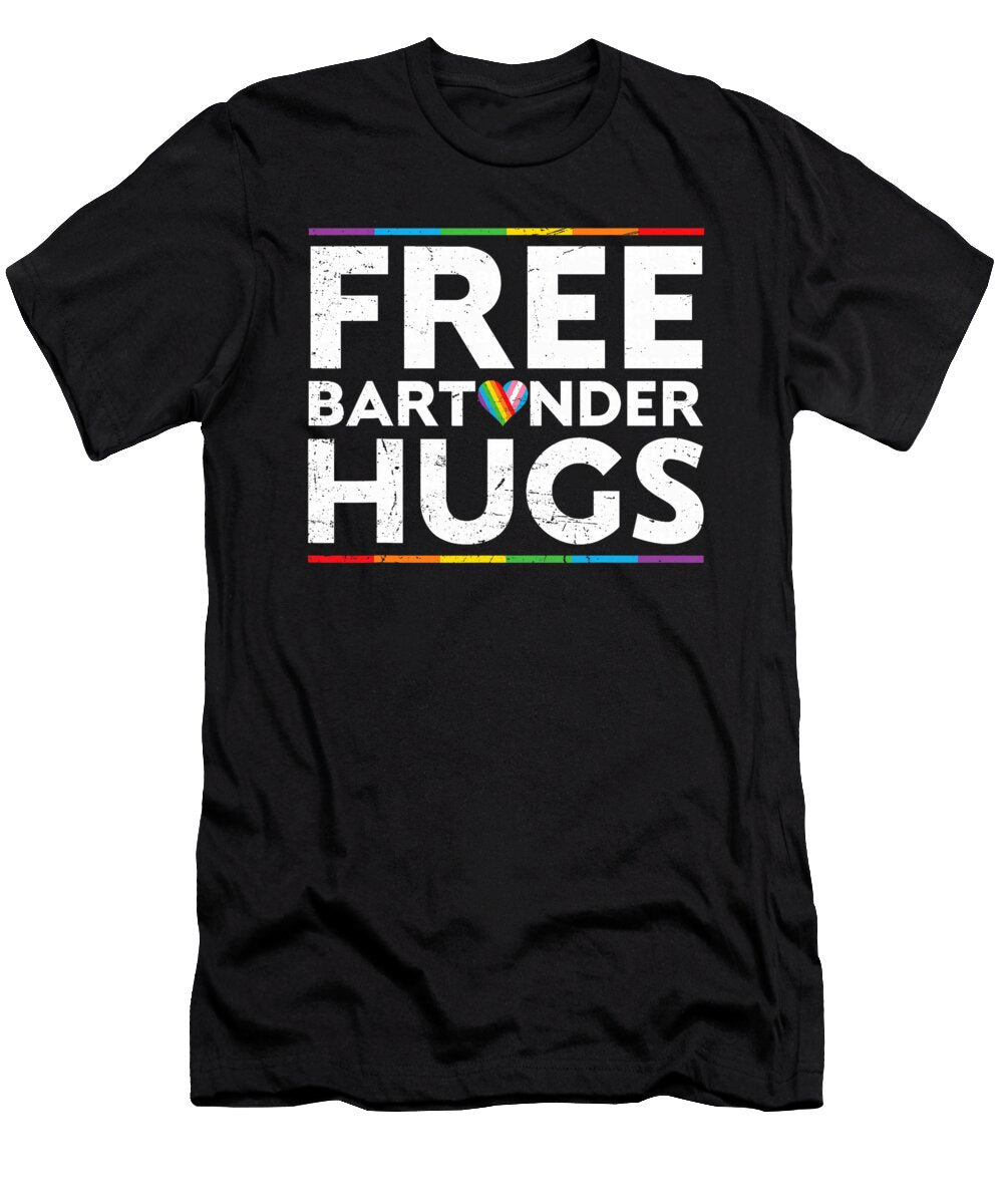 Free Bartender Hugs Support Lgbt Proud Parades Coami Tacti T-Shirt