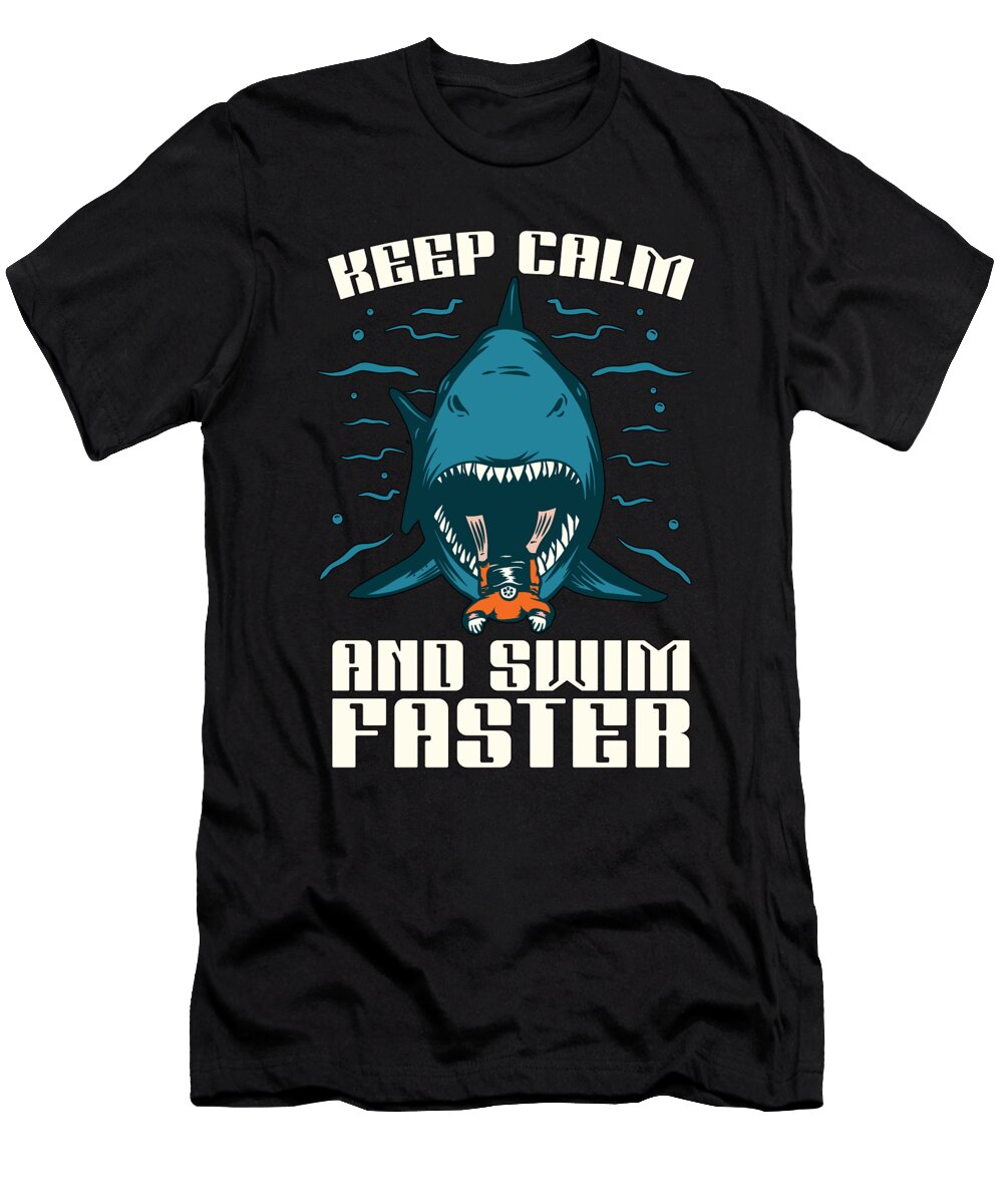 Freedive Keep Calm and Swim Faster Freediving Sea Tshirtconcepts Marvin Poppe T-Shirt