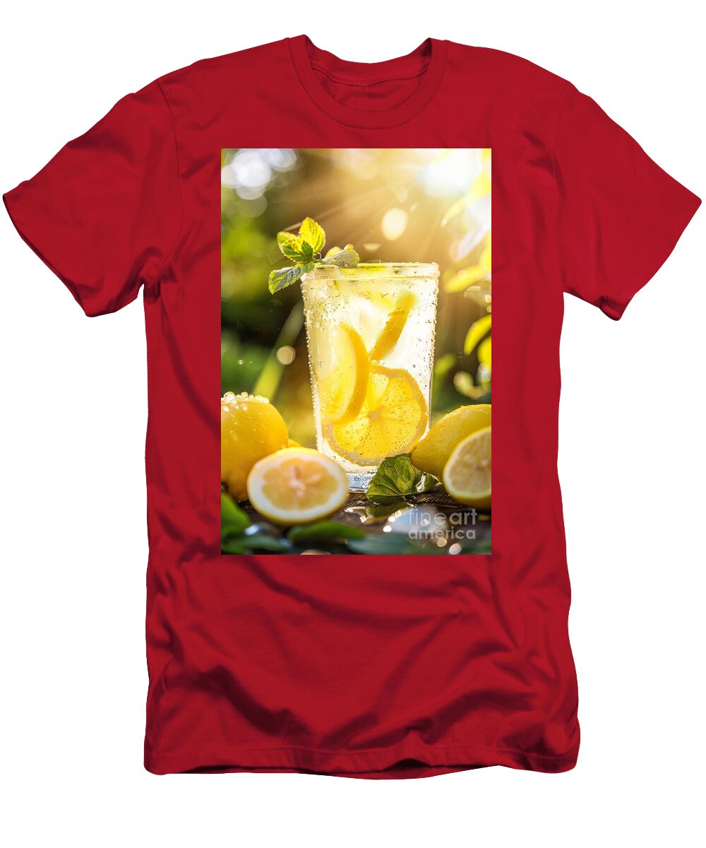 Fresh Lemonade in Glass with Ice and Mint on Sunny Day Michal Bednarek T-Shirt