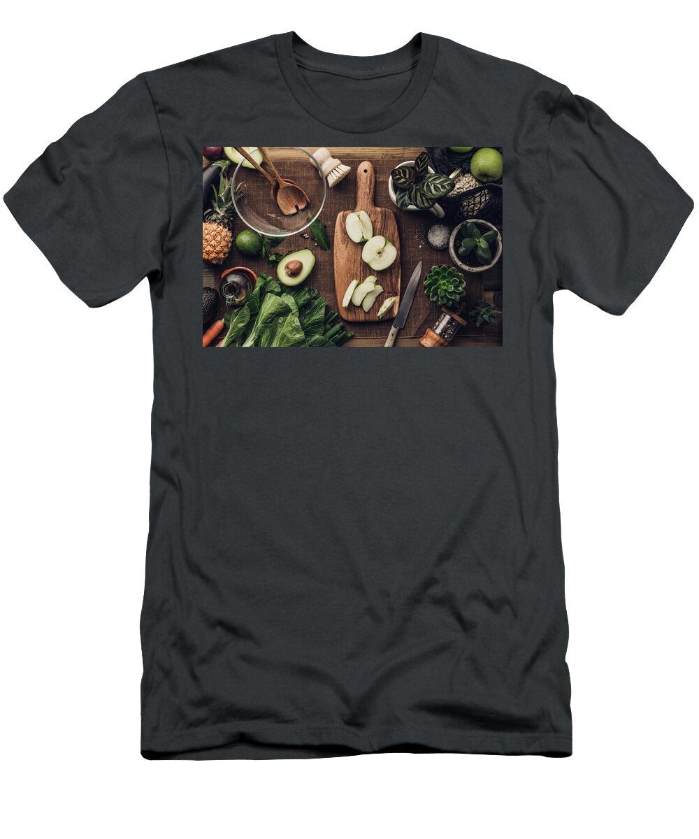 Fresh Organic Ingredients for Salad Making on Rustic Background Natalia Klenova T-Shirt