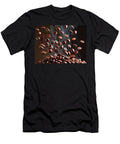 Fresh Roasted Coffee Beans Falling Into a Pile Surrounded By Sw Psychoshadow Art T-Shirt