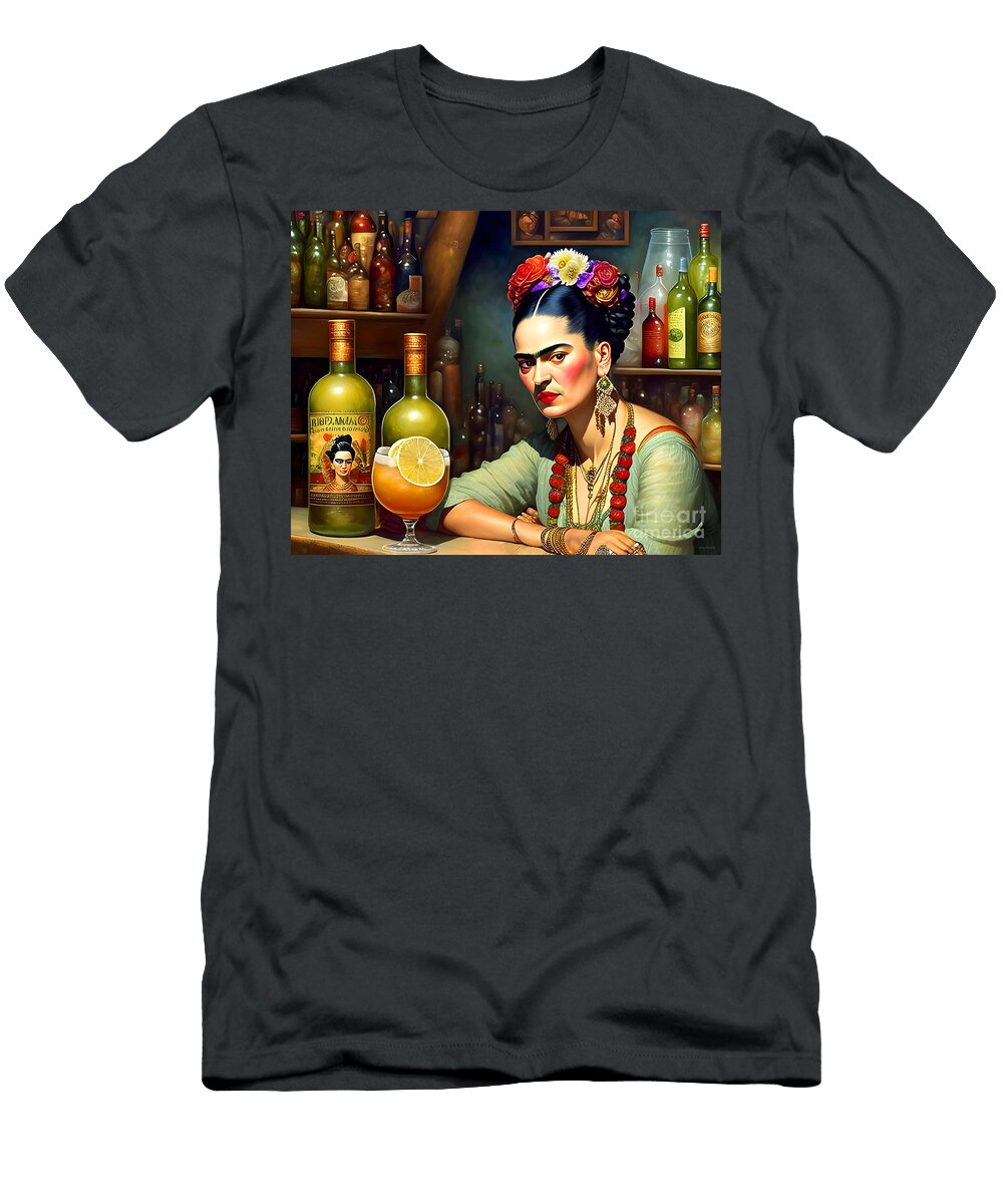 Frida Kahlo Enjoying a Margarita At the Local Cantina 20230127f Wingsdomain Art and Photography T-Shirt