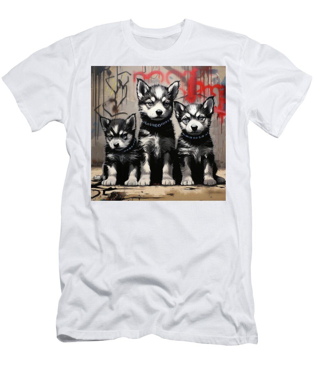 Friendly Siberian Husky Puppy Dogs 001 Raimon Paladino Raimon Paladino T-Shirt