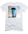 Frosted Blue Plastic Cup with Ice and Black Lid Reusable Drink Tumbler Talha Khan T-Shirt