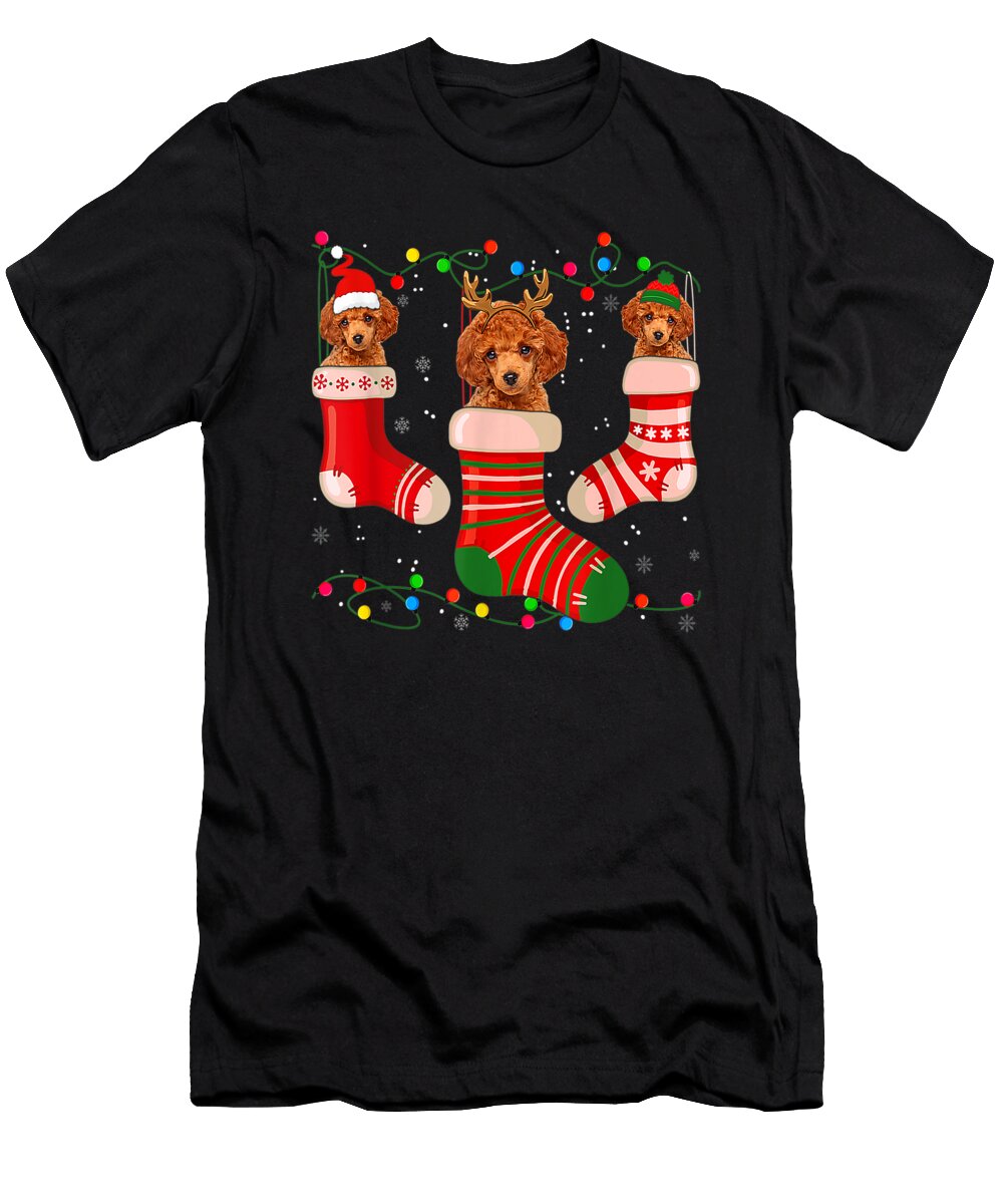 Fun Poodle Stocking Christmas Light Socks Xmas Th T-Shirt
