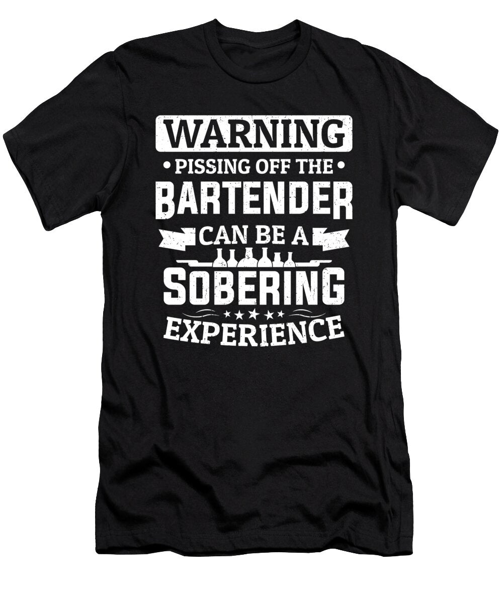 Funny Bartender Warning Men Women Bartending Colorfulsnow T-Shirt