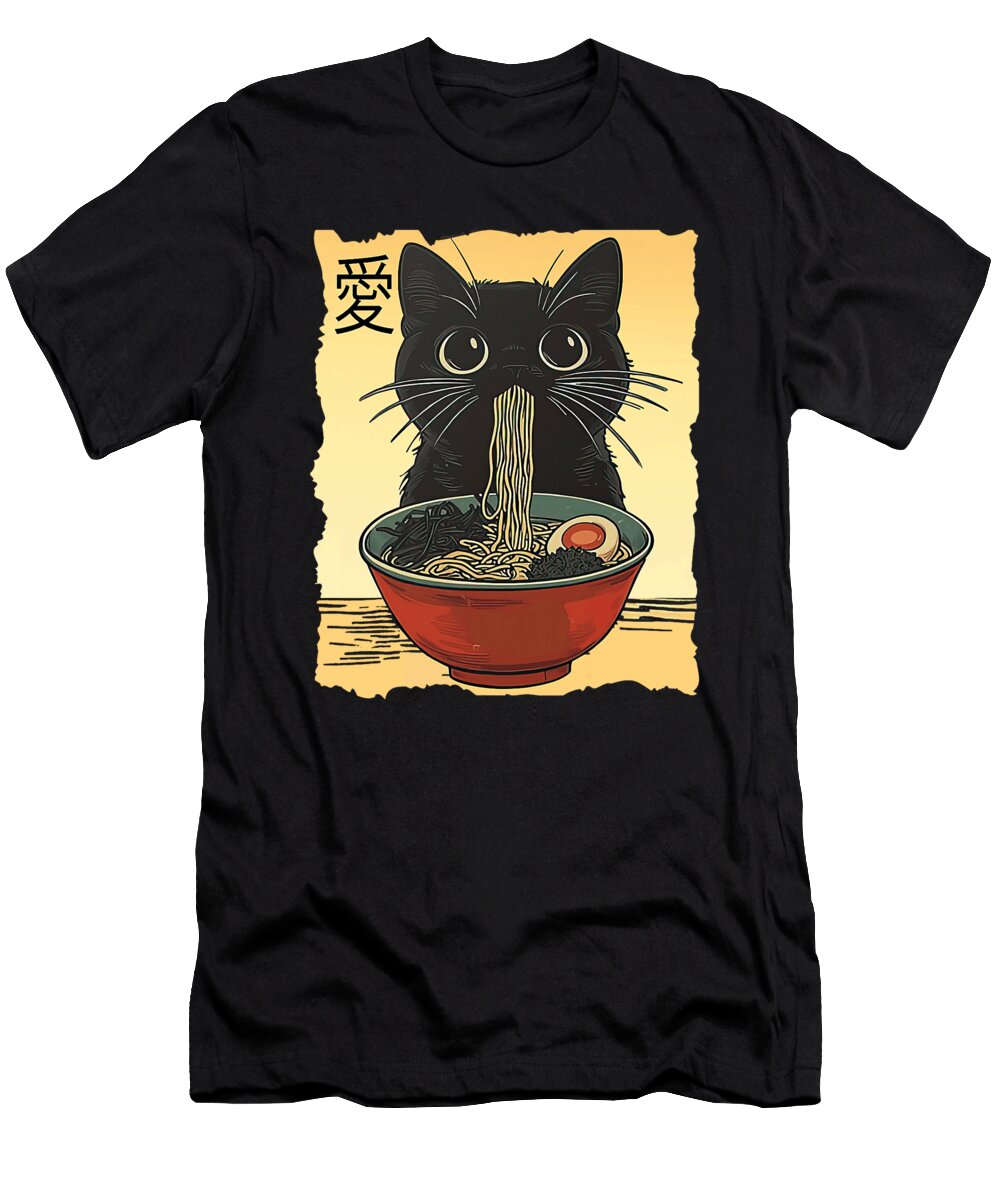 Funny Cat Ramen Japanese Kawaii Anime Cat Funny Zyneu Gangd T-Shirt