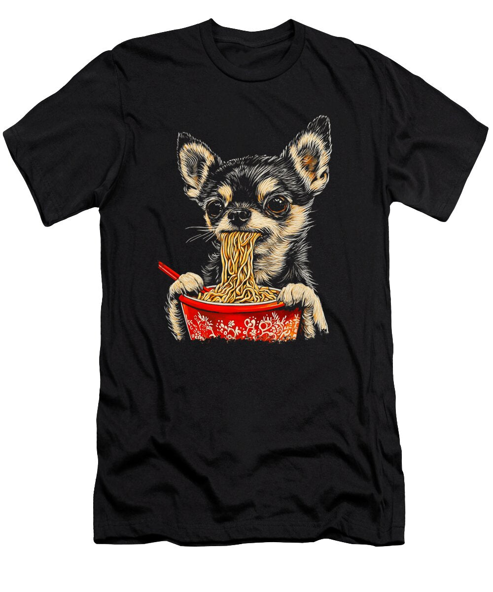 Funny Chihuahua Dog Eating Ramen Zyneu Gangd T-Shirt