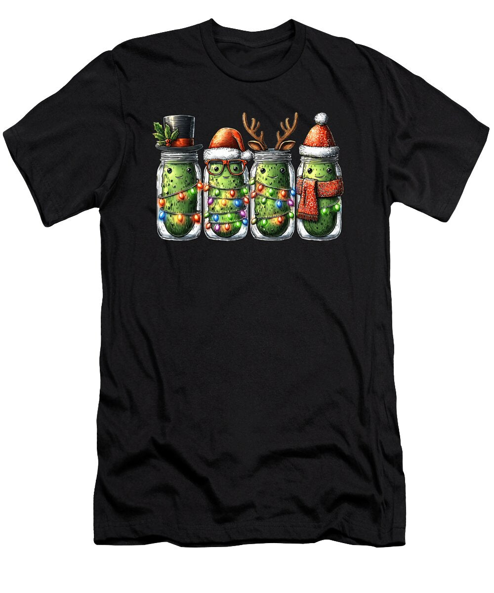Funny Christmas Pickle Jar Holiday Cute Xmas Natalie Lidford T-Shirt