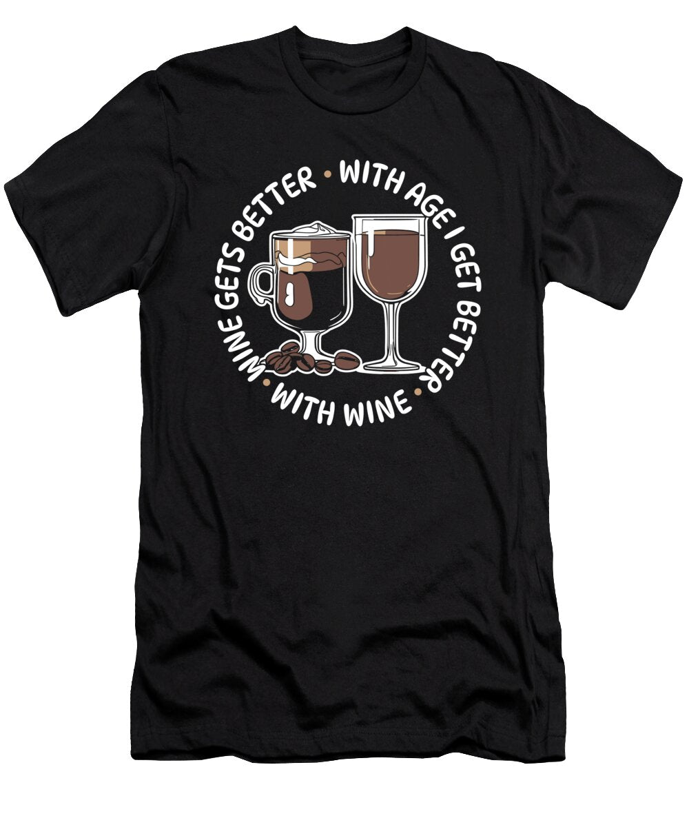 Funny Coffee Wine Gets Better with Age Crazy Squirrel T-Shirt