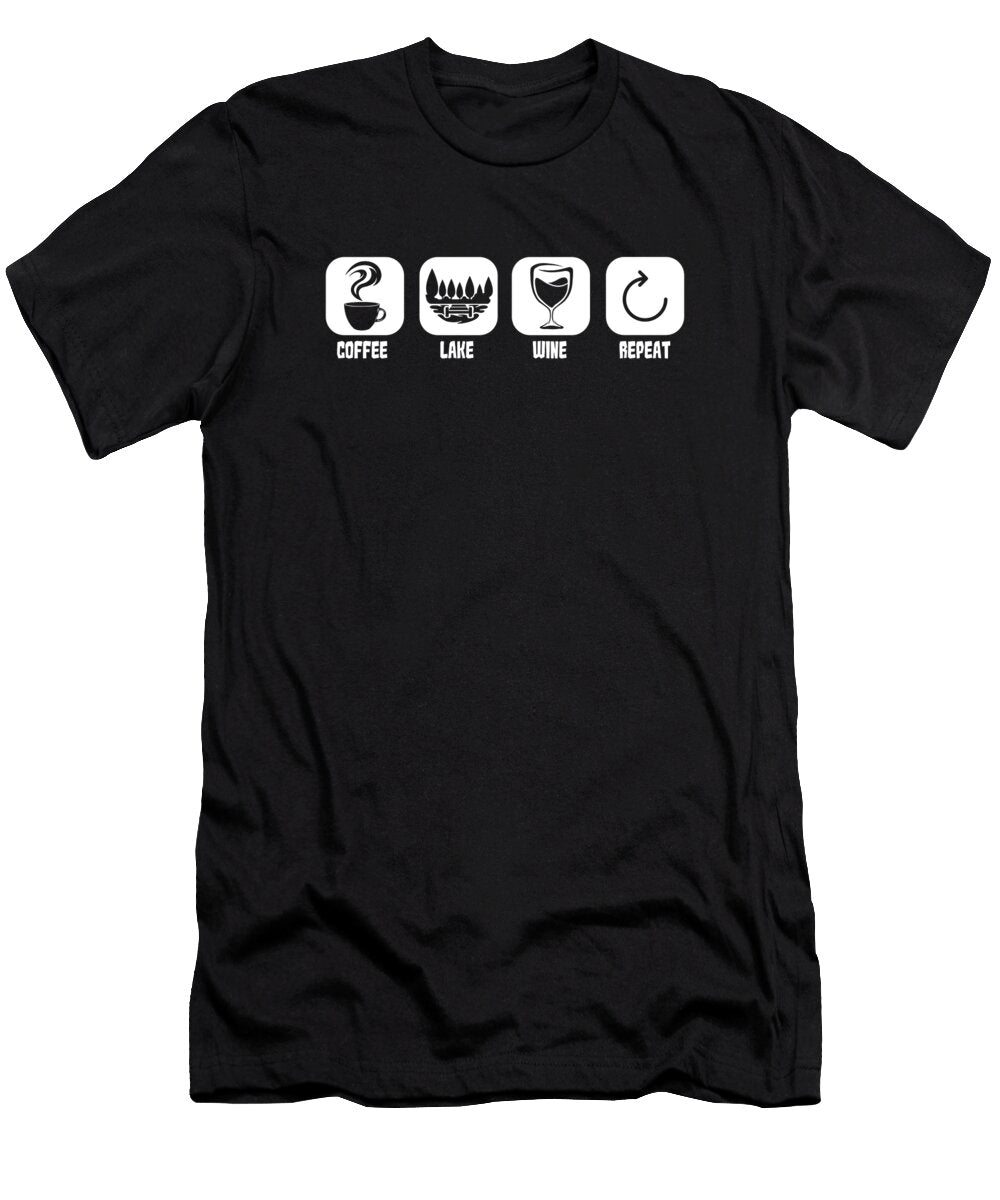 Funny Coffee Wine Roaster Barista Coffee Lake Wine Repeat Crazy Squirrel T-Shirt
