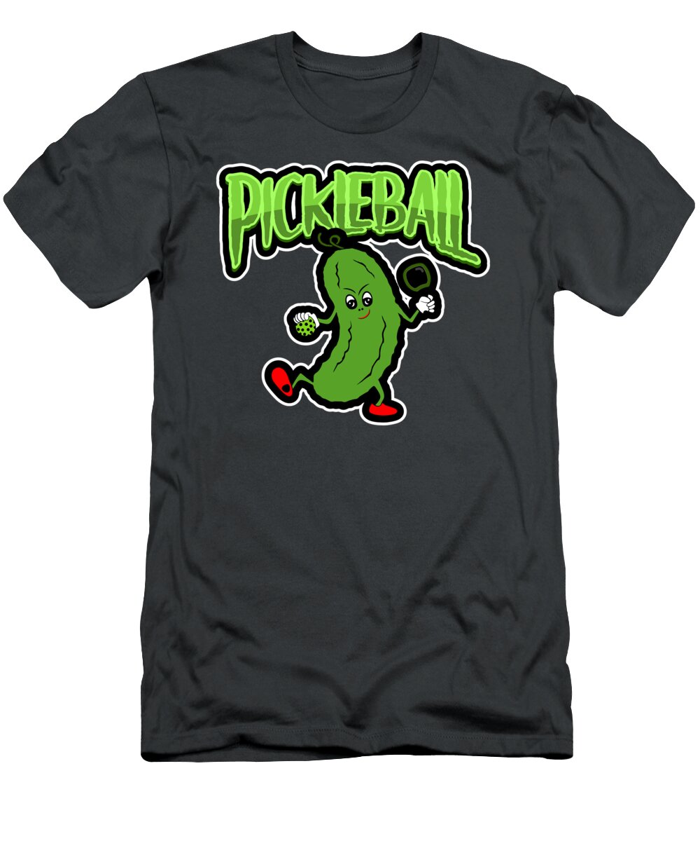 Funny Dill Pickle Playing Pickleball Sartoris Art T-Shirt