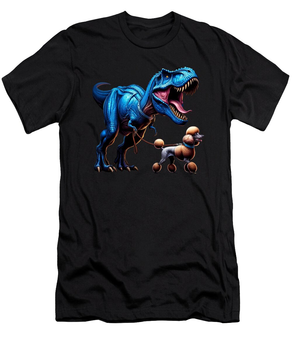 Funny Dinosaur Poodle Walking Dog Lover Job T-Shirt