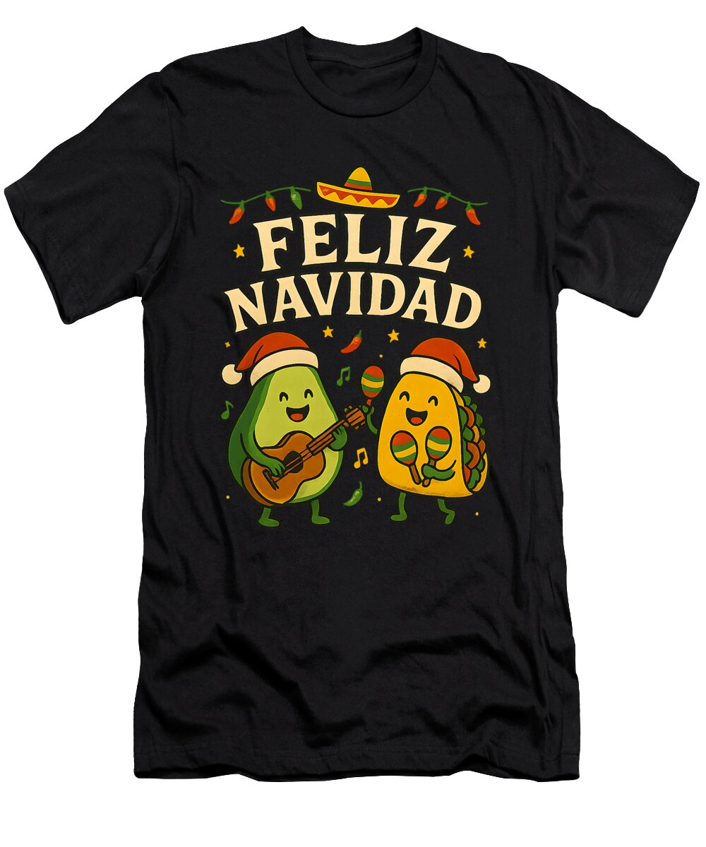Funny Feliz Navidad Avocado Tacos Mexican Family Sophie Eleanor T-Shirt