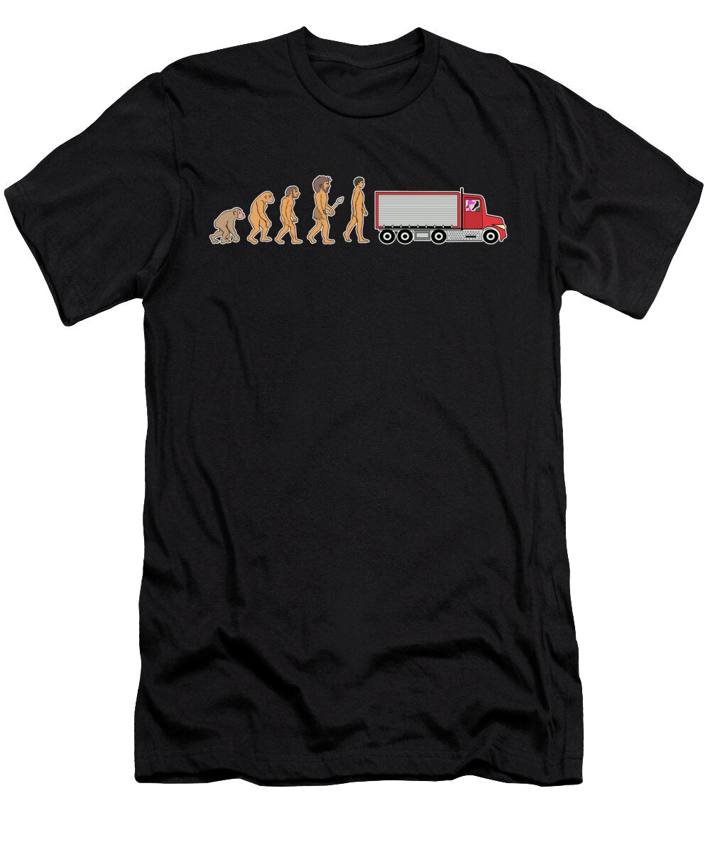 Funny Female Truck Driver Evolution Truck Gift Muc Designs T-Shirt