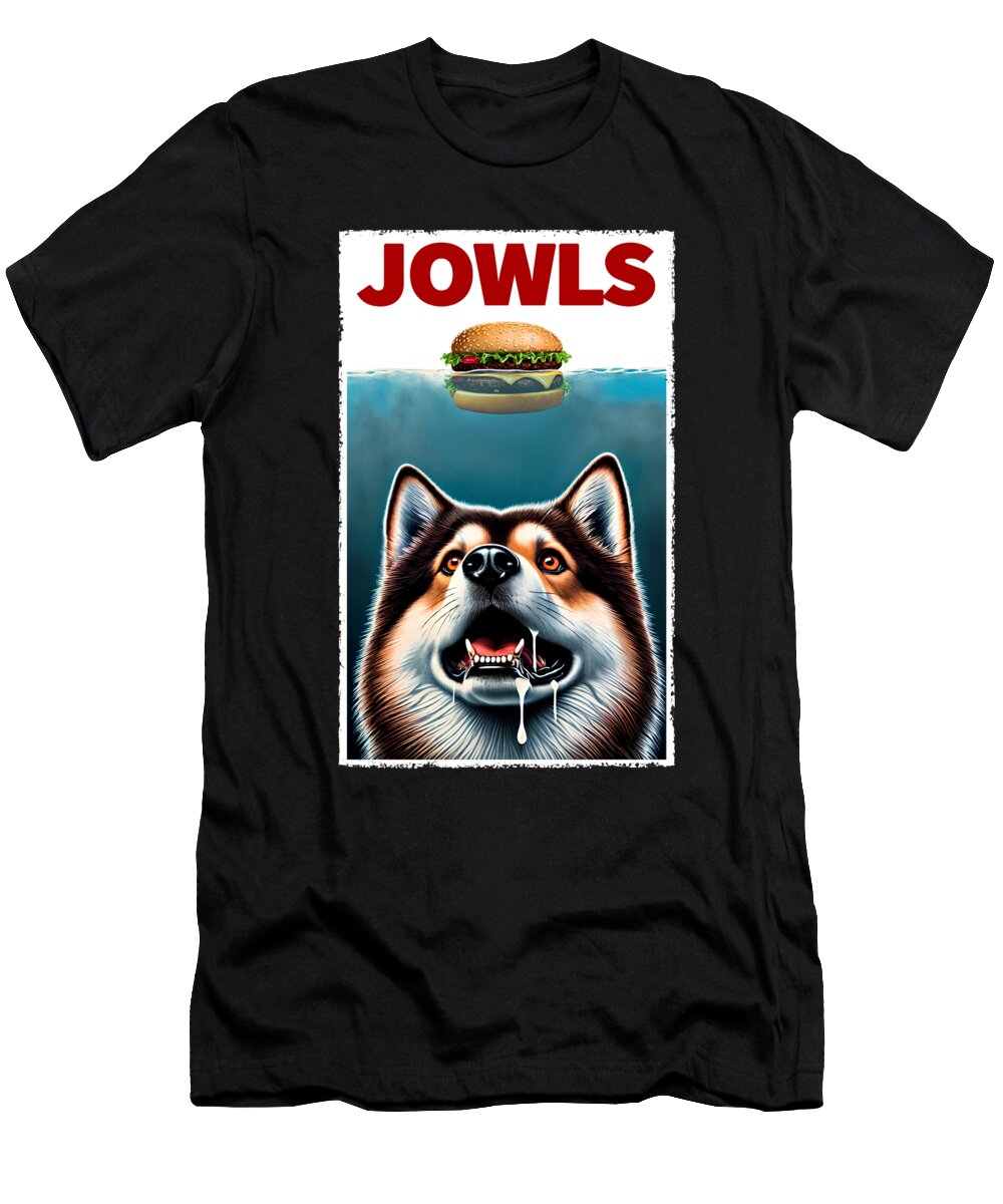 Funny Finnish Lapphund and Hamburger Parody Jowls Dog Lover Job T-Shirt