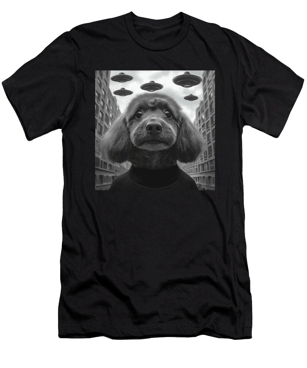 Funny Graphic Dog Poodle Astronaut Selfie with Zyneu Gangd T-Shirt