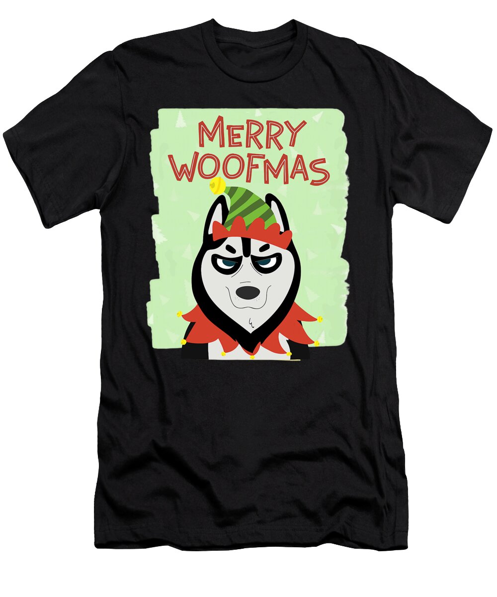 Funny Husky Christmas Elf Pet Dog Lover Merry Sophie Eleanor T-Shirt