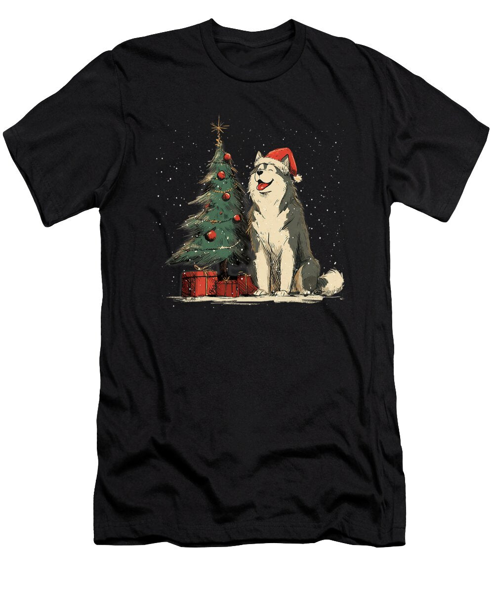 Funny Husky Christmas Tree Dog Lights Xmas Zyneu Gangd T-Shirt