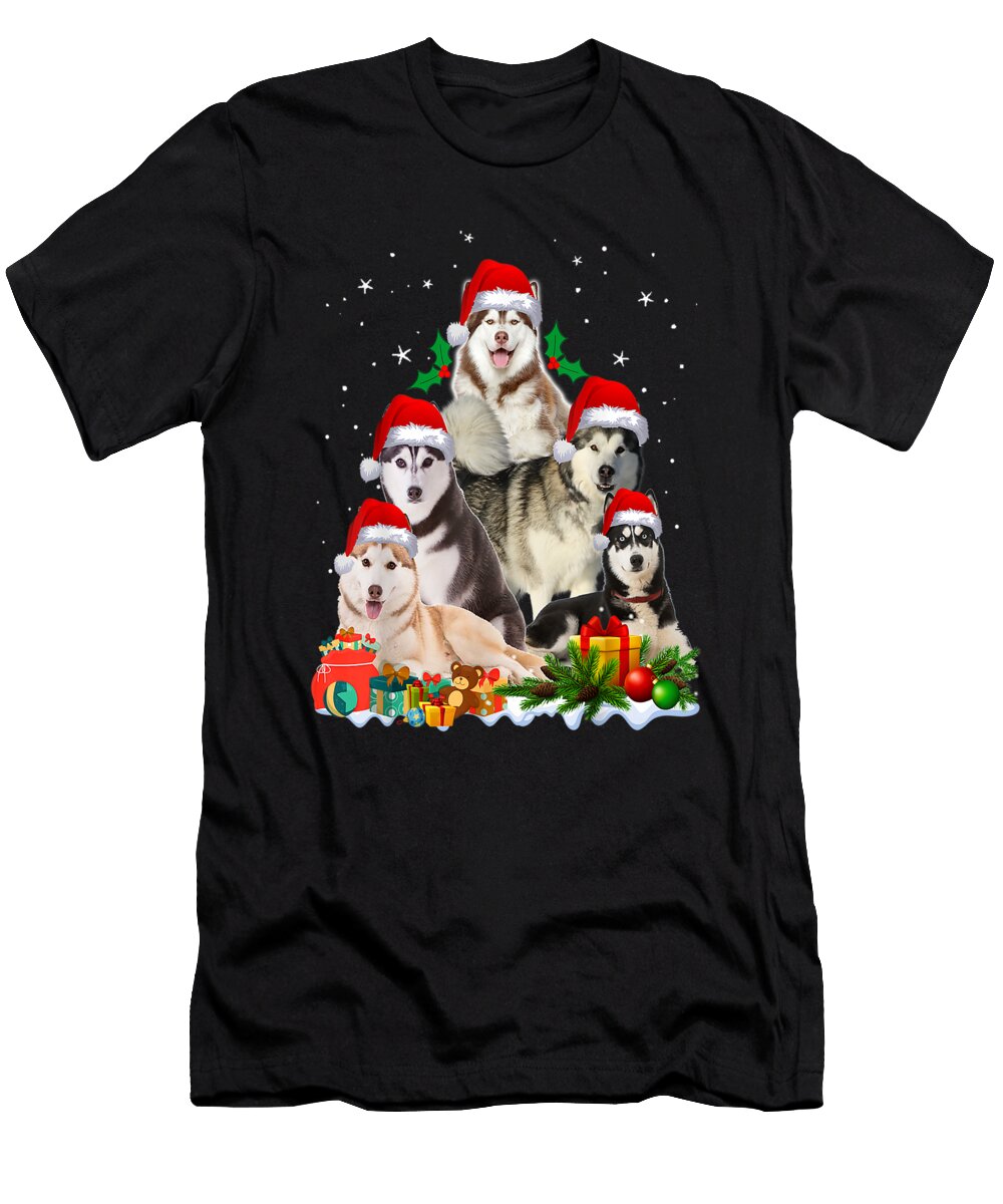 Funny Husky Dog Christmas Tree Cute Xmas Th T-Shirt