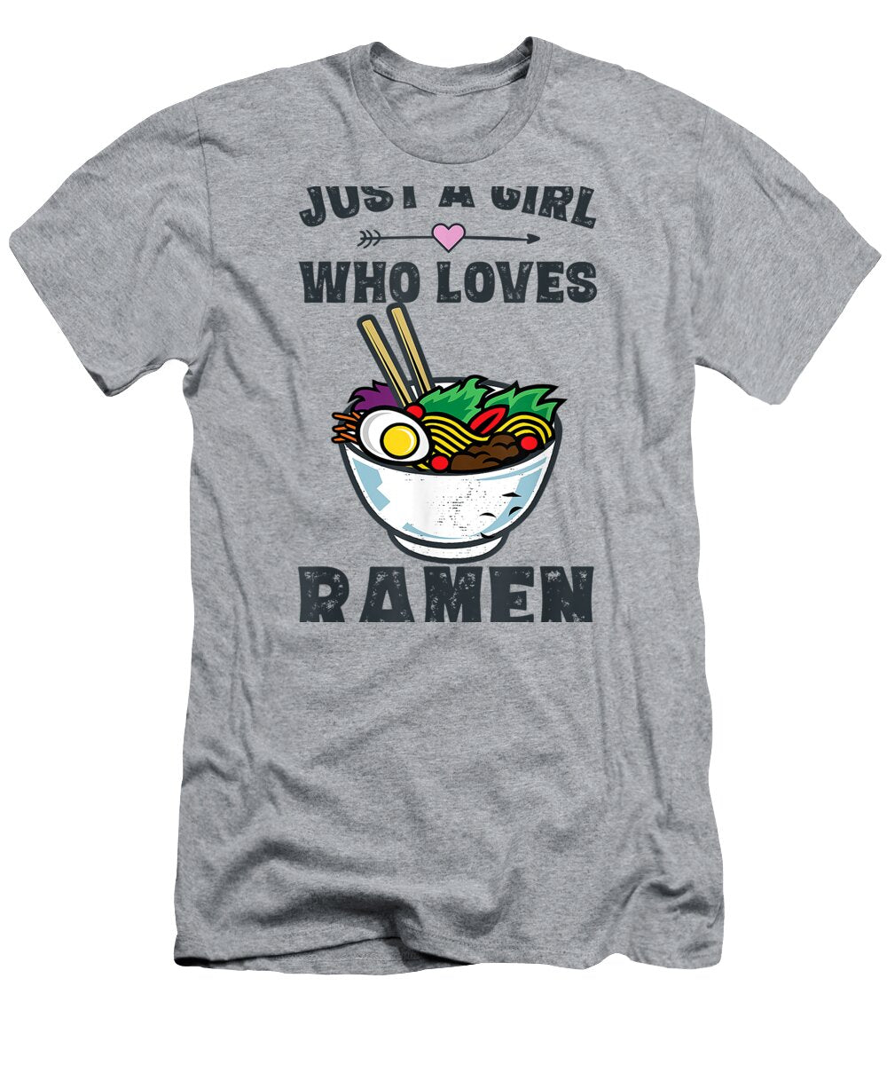 Funny Japanese Ramen Noodles Girls Anime Lovers Black T-Shirt