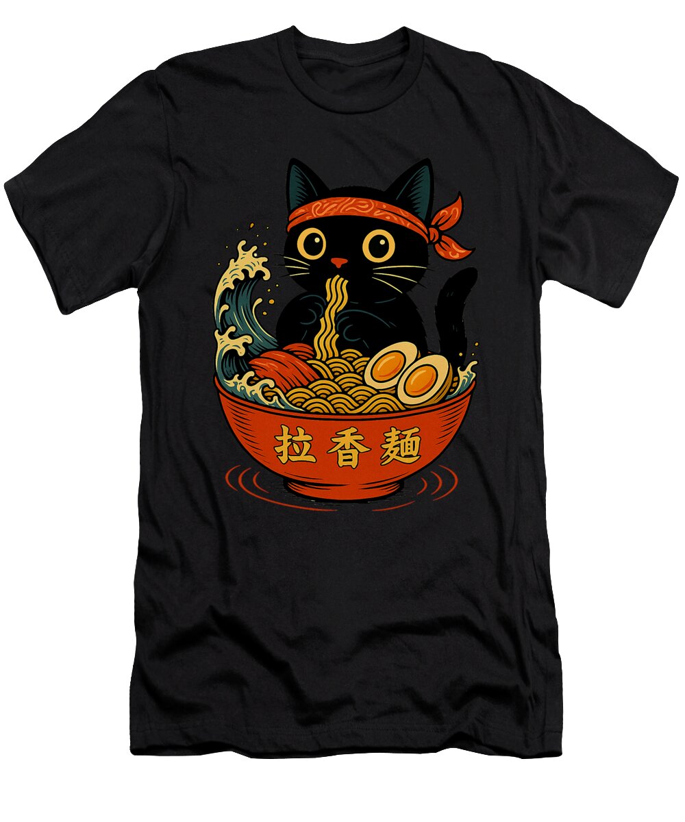 Funny Kawaii Cat Ramen Wave Aesthetic Japanese Zyneu Gangd T-Shirt