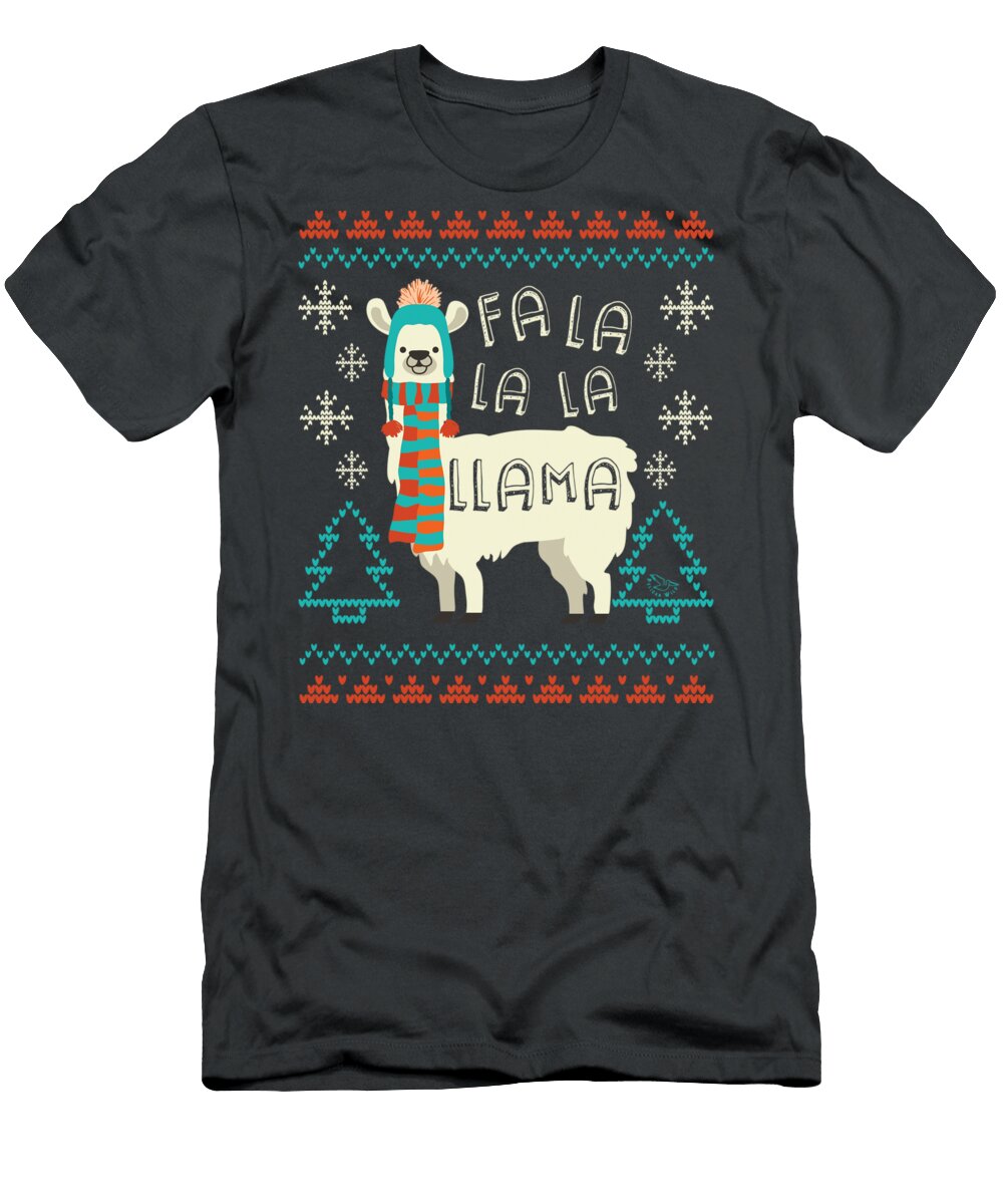 Funny Llama Christmas Sweater Style Alpaca Lover Kobef Kashi T-Shirt