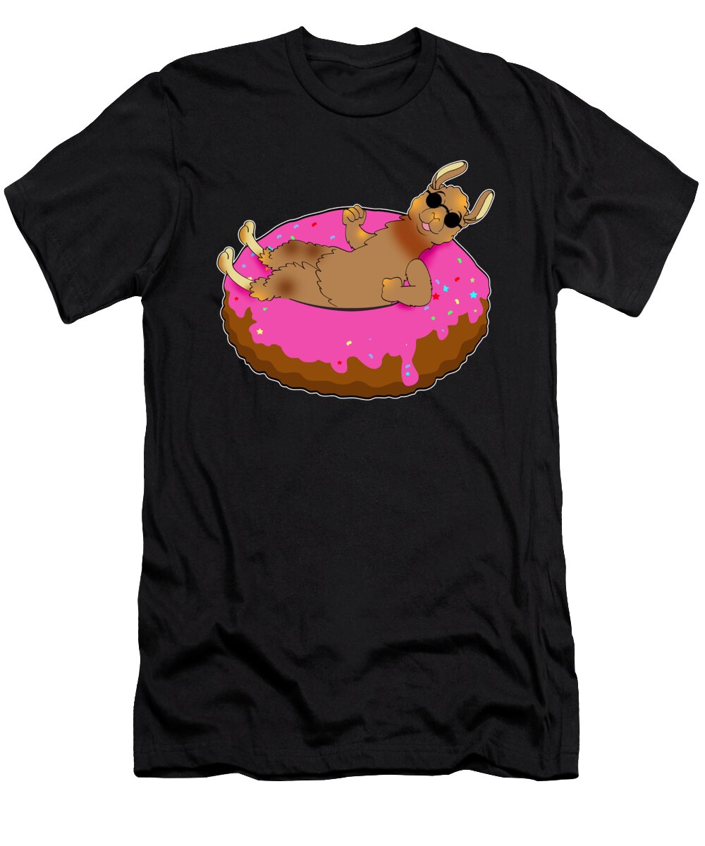 Funny Llama Donut Float Pool Party Gift Muc Designs T-Shirt