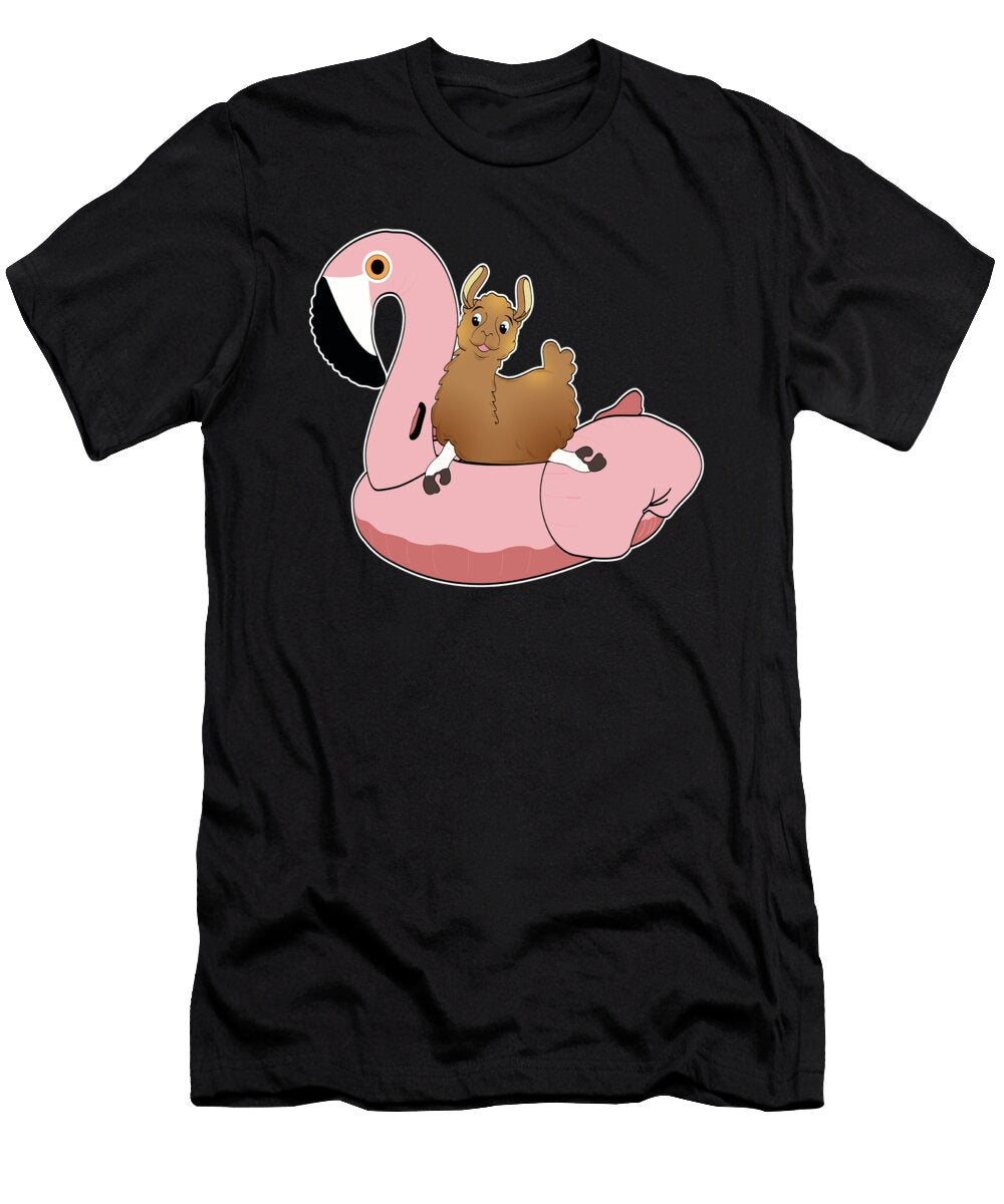 Funny Llama Flamingo Float Summer Pool Party Gift Muc Designs T-Shirt