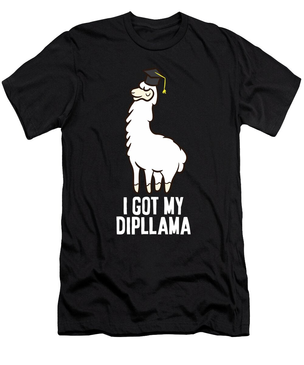 Funny Llama I Got My Dipllama School Graduation Diploma Eq Designs T-Shirt