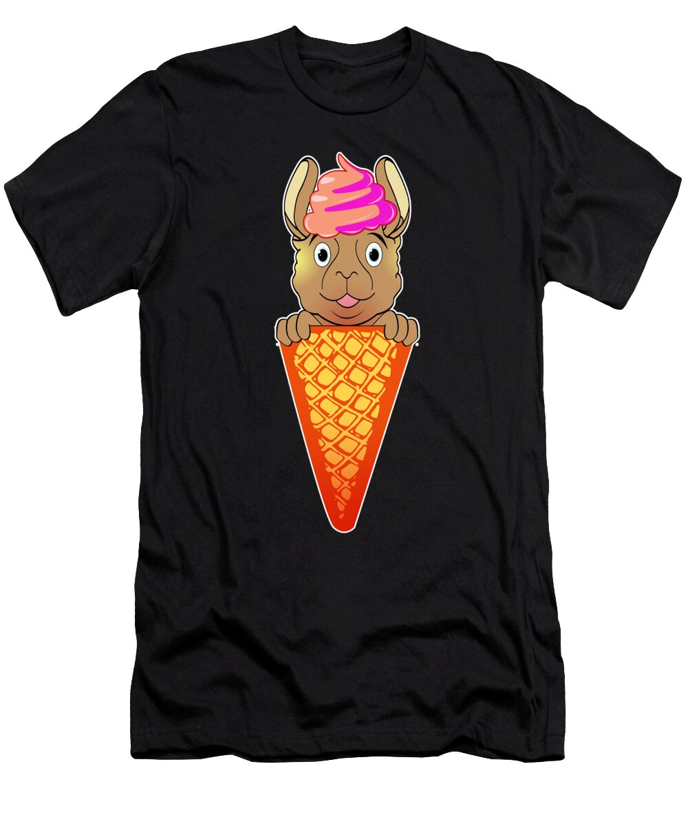 Funny Llama Ice Cream Summer Alpaca Gift Muc Designs T-Shirt
