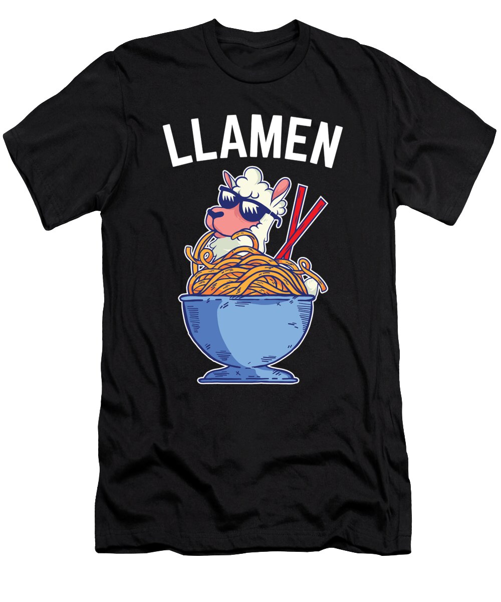 Funny Llama Llamen Ramen Noodle Soup Maximus Designs T-Shirt