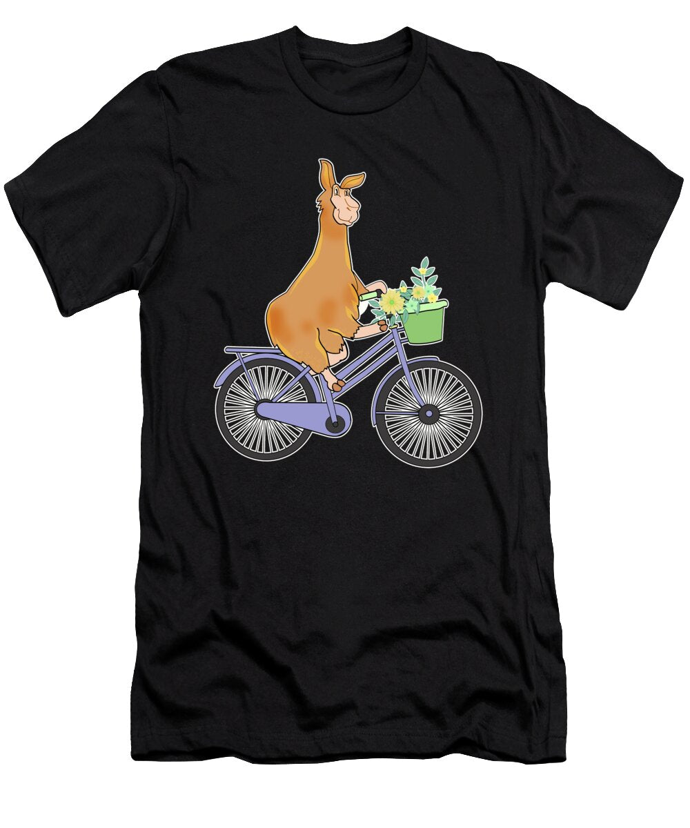 Funny Llama on Bike Bicyle Alpaca Gift Muc Designs T-Shirt