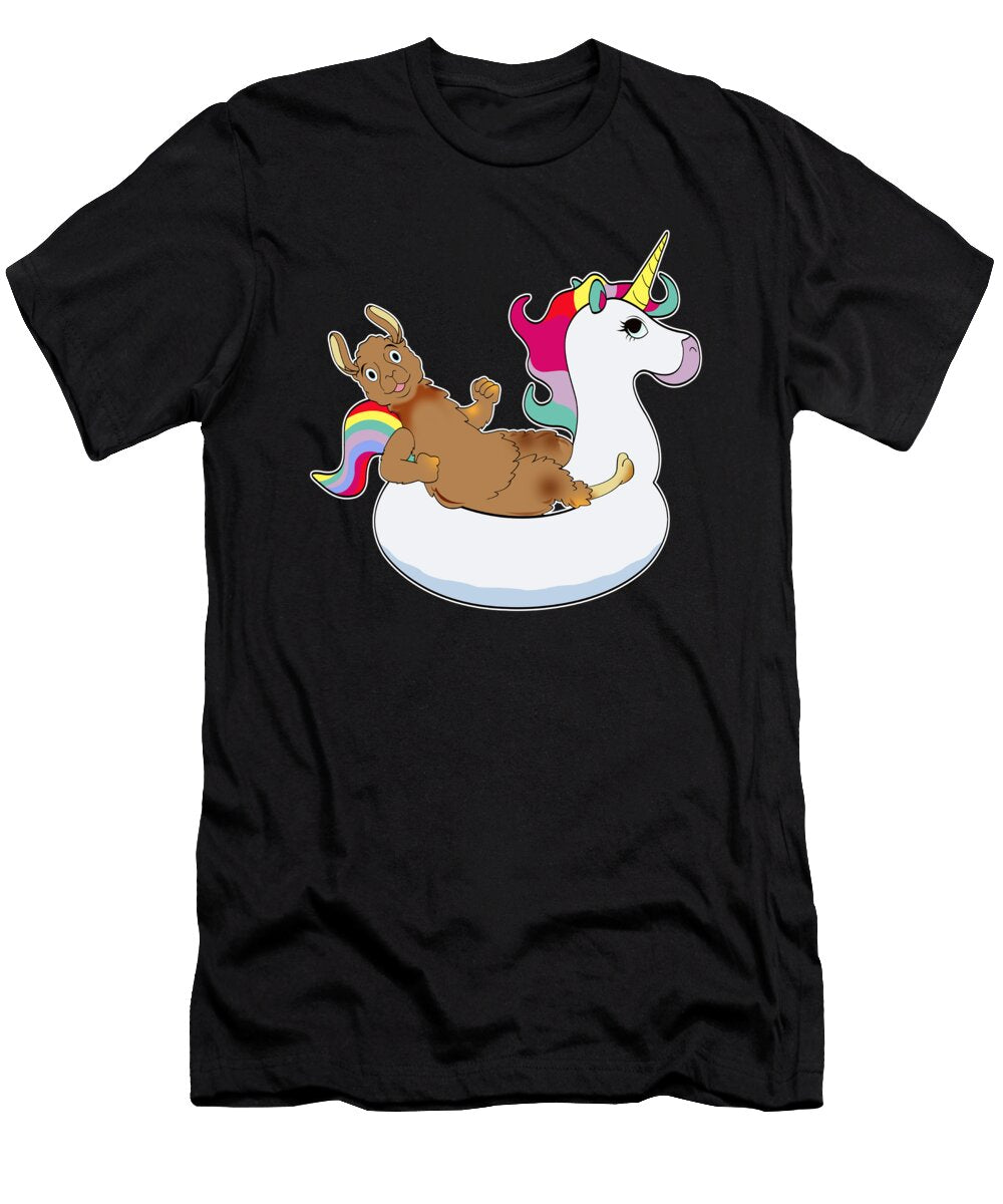 Funny Llama Unicorn Float Pool Party Alpaca Gift Muc Designs T-Shirt
